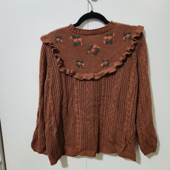 Cottagecore Floral Embroidered Ruffle Cardigan - Picture 4 of 7